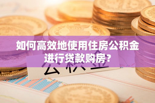 垫江如何高效地使用住房公积金进行贷款购房？